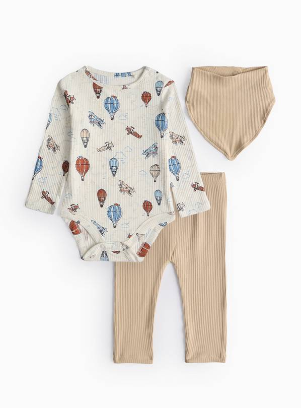 Balloon Print Bodysuit, Leggings & Bib Set 3-6 months